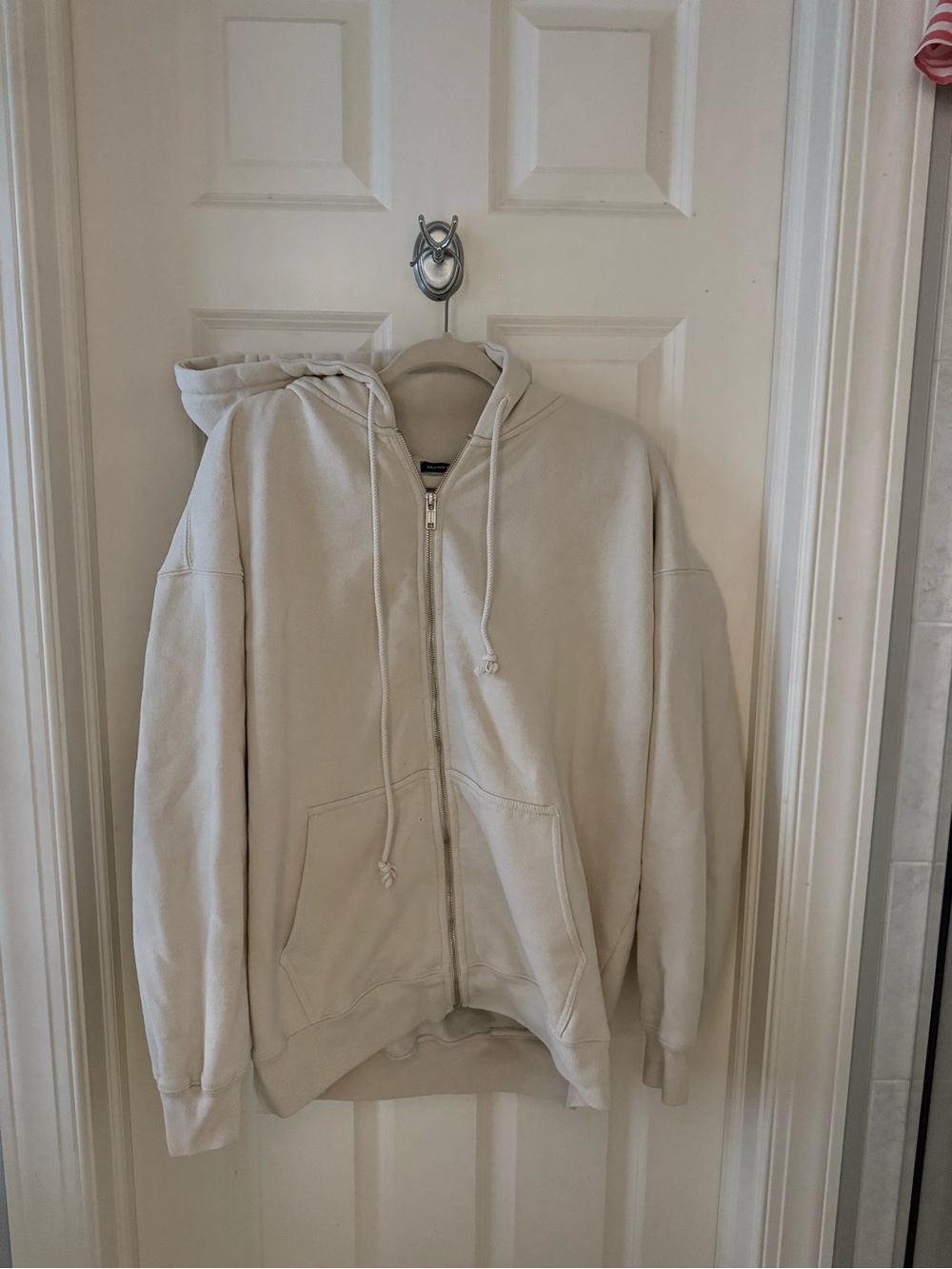 Brandy Melville Cream Oversized Zip-Up Hoodie 🤍☁️